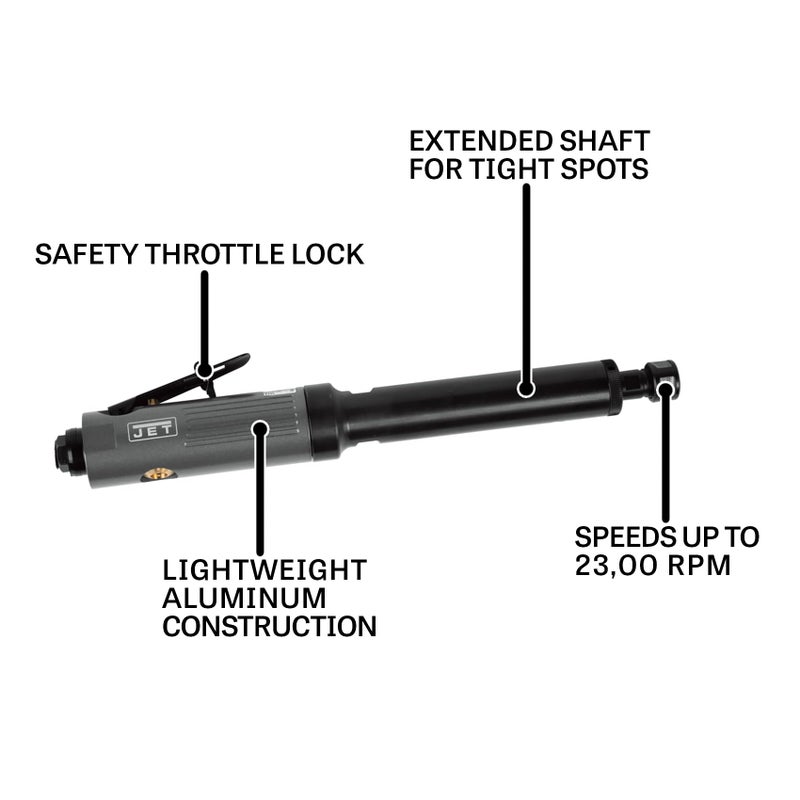 JET 1/4-Inch Pneumatic Extended Die Grinder, 23000 RPM (Model JAT-402) - Image 2